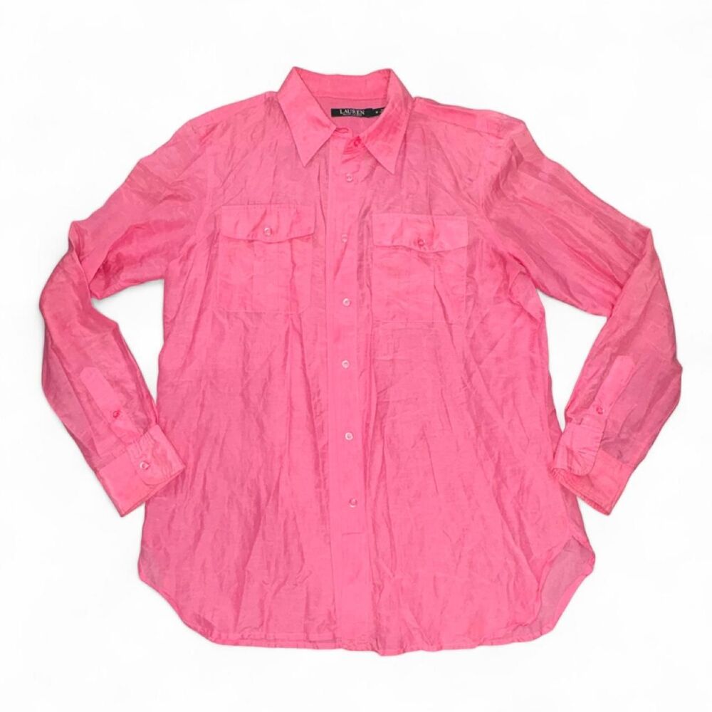 Lauren Ralph Lauren size Medium women’s pink button up blouse